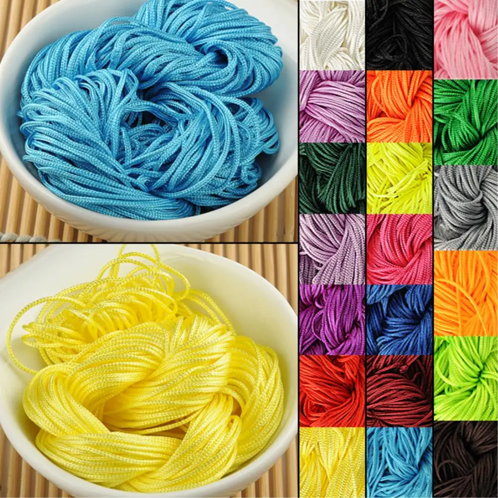 

Cheap SALE ! 20 Colors Nylon Satin 1mm 22M Long Chinese Nylon Knot Cord Macrame Braided Rattail Bracelet Beading Thread