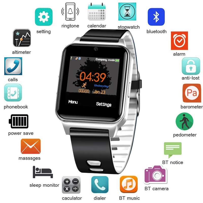 

BANGWEI Men Fitness Smart Watch IP67 Waterproof Sport Pedometer Digital Watch Touch Screen Support TF SIM Card Relogio masculino