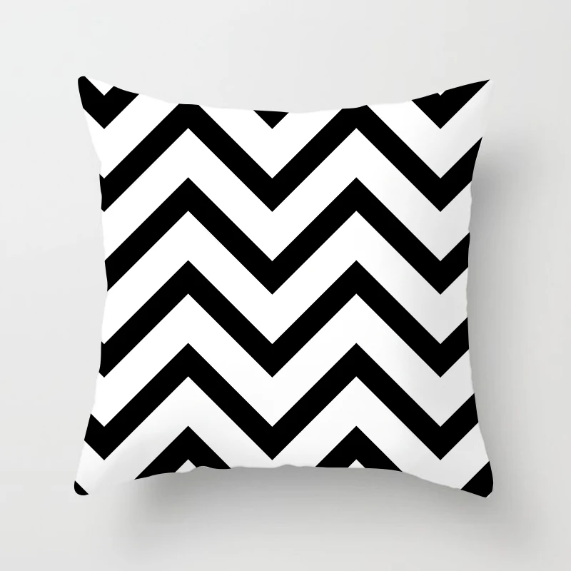 

Black And White Wave Striped Pillowcase Kids Funda Almohadas Pillow Cover Striated Geometrical Dakimakura Polyester