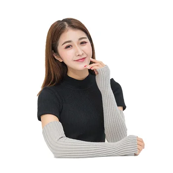 

New 6Colors Women's Winter&Autumn Christmas Cashmere Blend Knitted Long Gloves Solid Color Fashion Warm For Lady Elbow Mittens