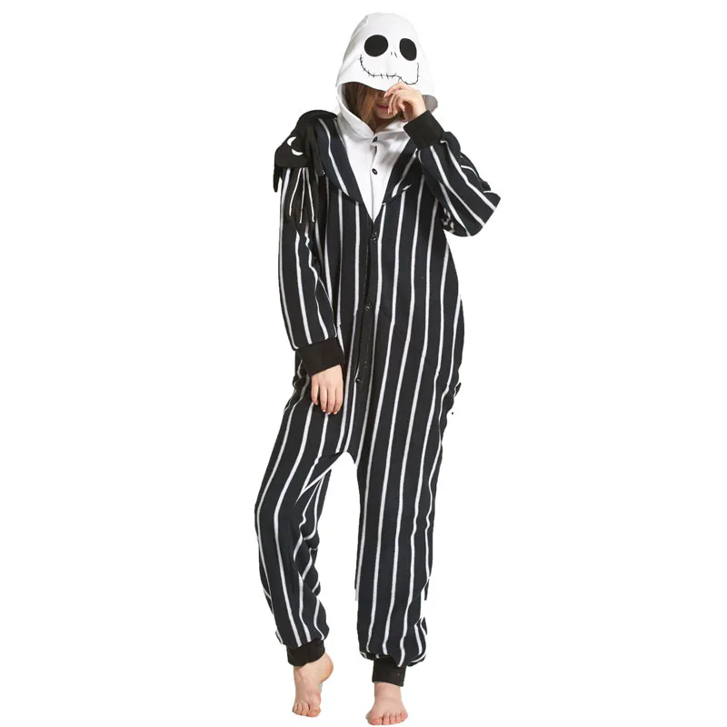 

Jack Onesies Skull Skeleton Kigurumi Pajamas For Adults Sleepwear For Halloween One-piece Jumpsuit Halloween Cosplay Costume