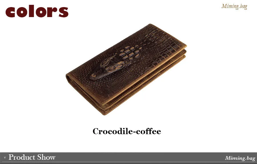 Пояса из натуральной кожи мужской Бумажники Винтаж крокодил картина коровьей Для мужчин длинный кошелек с держателей карт PR088030C