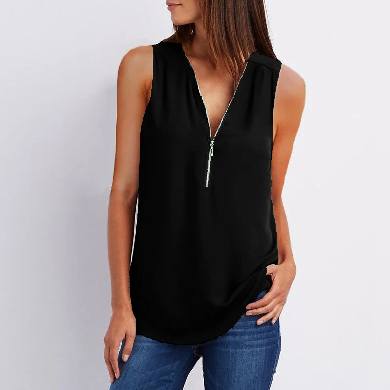 Плюс размер 5XL Blusa Feminina Летняя женская шифоновая блузка на молнии модная Дамская