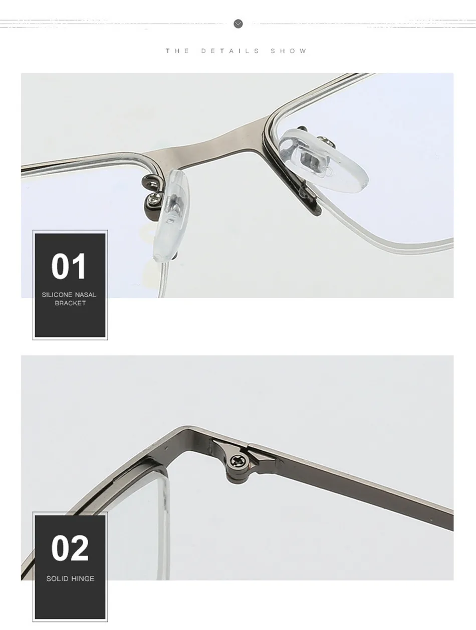 Elbru, анти-голубые лучи, мужские очки для близорукости, готовая квадратная полуоправа, полимерные линзы, очки для близорукости-1,0~-4,0, близорукие очки