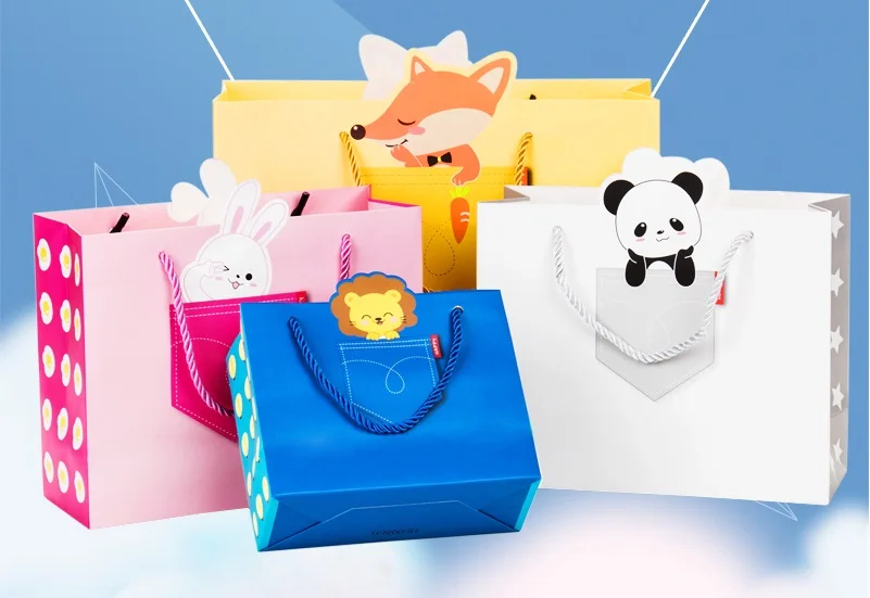 2016 simple design paper bag for beautiful gift packing cartoon paper bags design