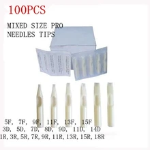 100 шт./лот, белый смешанный стерильный одноразовый аппарат для татуировки, пистолет, наконечники, иглы для тату-пистолета, игла для чернил, ручки, комплекты
