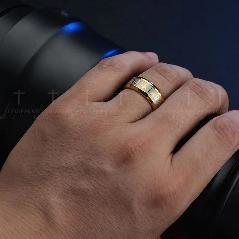 Letdiffery Religious Christian Midi Ring Stainless Steel Russian Jesus Cross GOD SAVE US Amulet Ring for Men Punk Jewelry