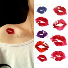 Colorido bonito vermelho rosado lábios corpo arte à prova dwaterproof água falsa tatuagem linda para a mulher flash temporarytattoo adesivos 10*20 cm kd639