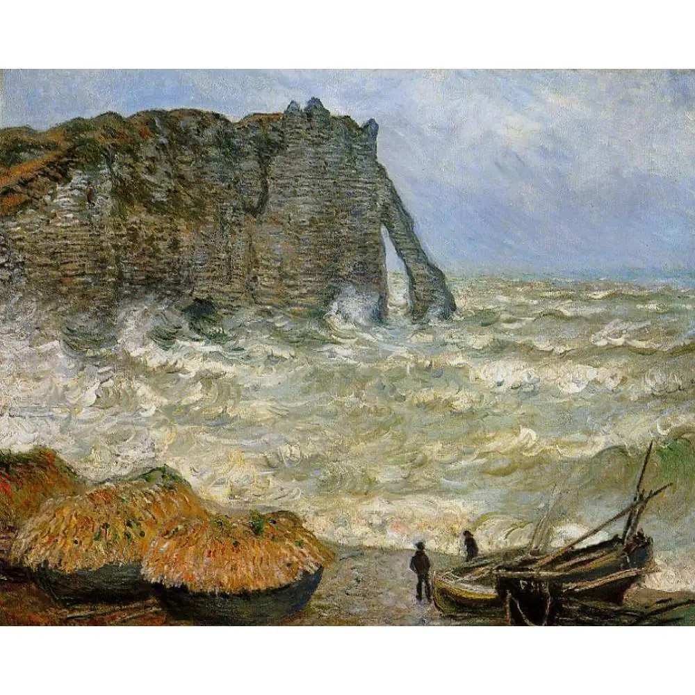 Seascapes Art Picture Claude Painting on Canvas Etretat rough