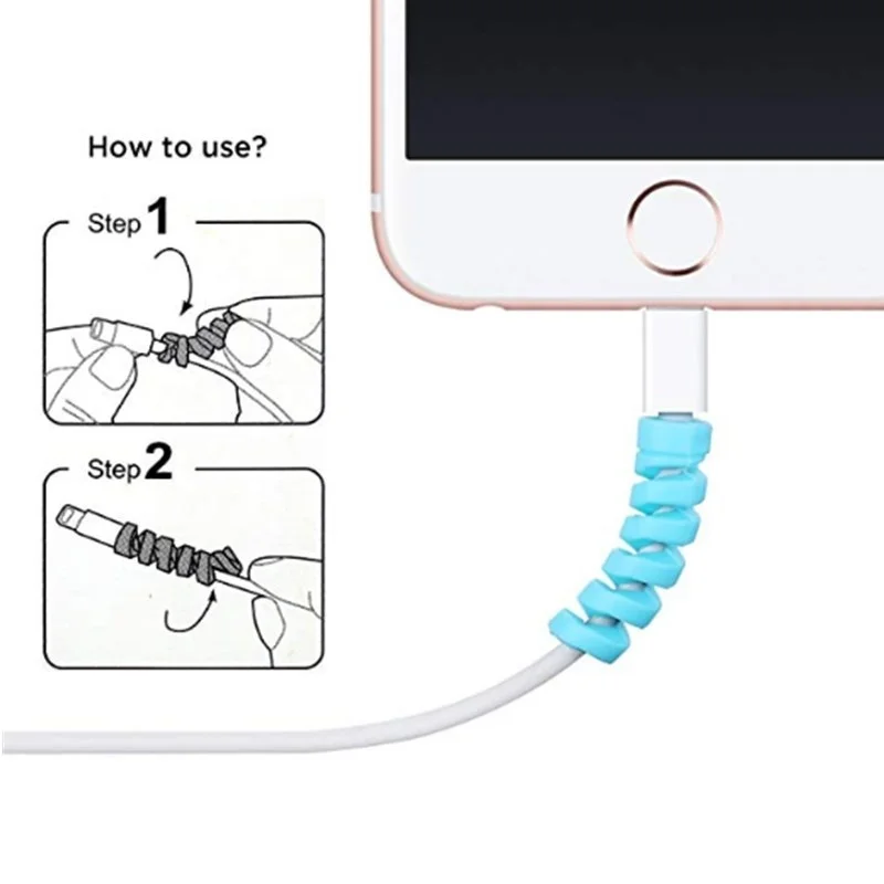 10 шт силиконовый спиральный кабель протектор для iphone Usb зарядное устройство для сматывания кабеля защита от разрывов Защитная Для samsung Android