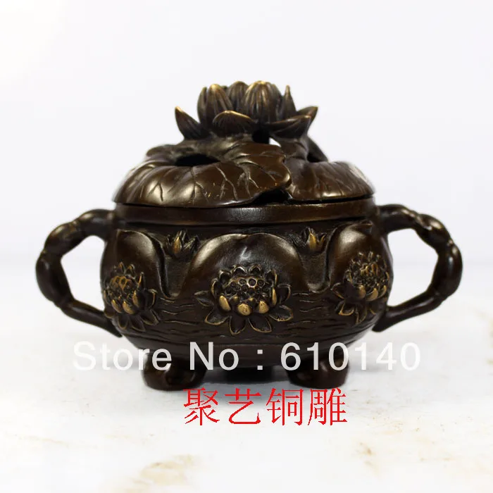 

Bronze sculpture, copper incense burner decoration sandalwood furnace lotus furnace supplies Bronze statue copper