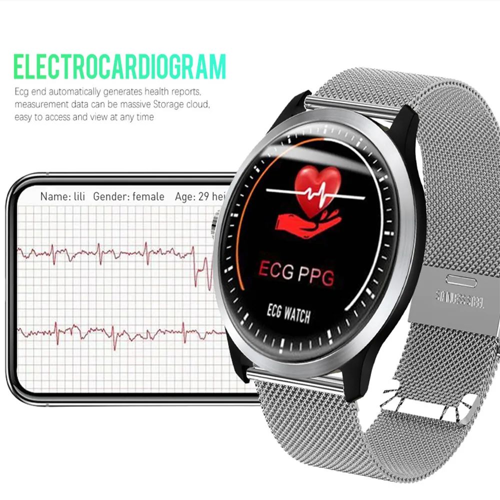 Beseneur ECG Смарт часы PPG монитор сердечного ритма Bluetooth кровяное давление умные для