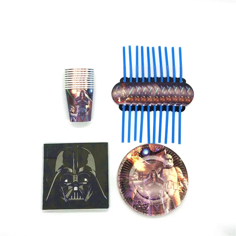 

50Pcs/Lot Star Wars Theme Design Paper Tableware Baby Birthday Party Paper Cup Plate Napkin Straw Christmas Decorations Supply