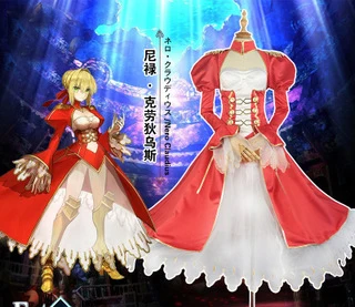 Судьба/Grand заказ saber красное платье Fate/EXTRA Nero карнавальный костюм