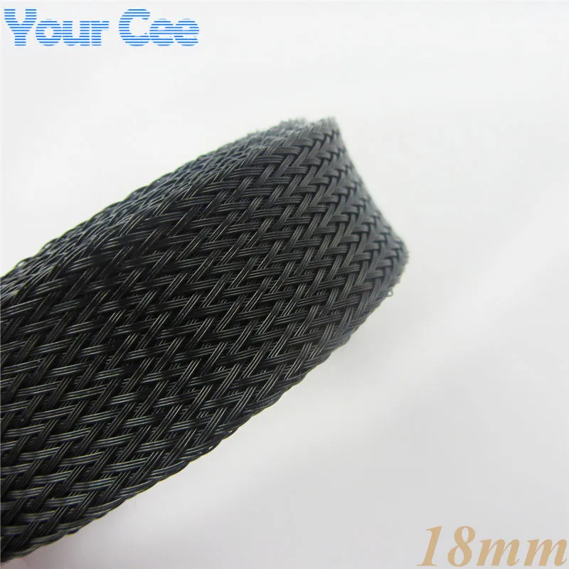 1M 18MM Sheathing Auto Wire Harnessing Nylon Braided Black Cable