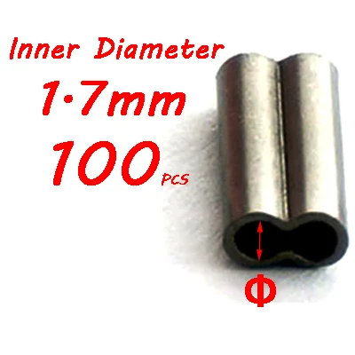 Мини Двойной баррель медные рукава для моно стальной проволоки щипцы черный цвет морской рыбалки такелаж аксессуары терминал снасти - Цвет: 1point7mm  100pcs