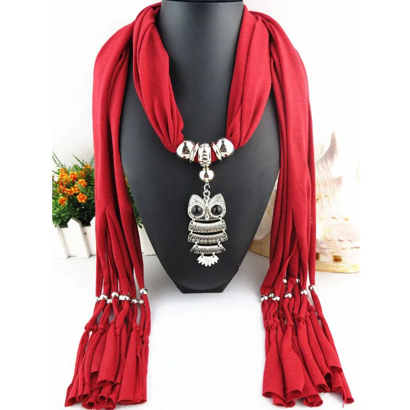 RUNMEIFA шармы шарф форма капли ювелирные изделия кулон шарфы для женщин сплошной цвет ожерелье из полиэстера женские шарфы для шеи