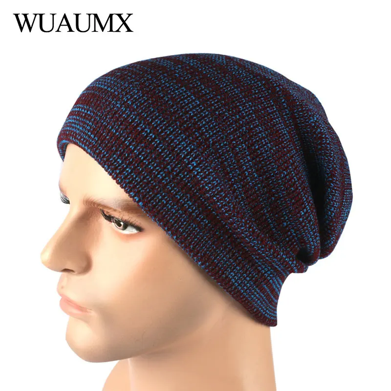 

Wuaumx Fashion Autumn Winter Hats For Men Unisex Simple Hip Hop Skullies Beanies Hat Male Outdoor Ski Knitted Cap czapka zimowa