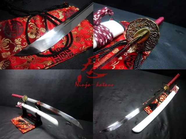 

battle ready japanese naginata katana sword spring steel blade sharpened blade