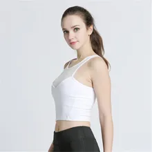 ESHINES Сексуальная выдалбливают High Impact спортивный бюстгальтер из сетки на спине Training Йога рубашки тренажерный зал Фитнес Running Для женщин укороченный топ спортивный бюстгальтер