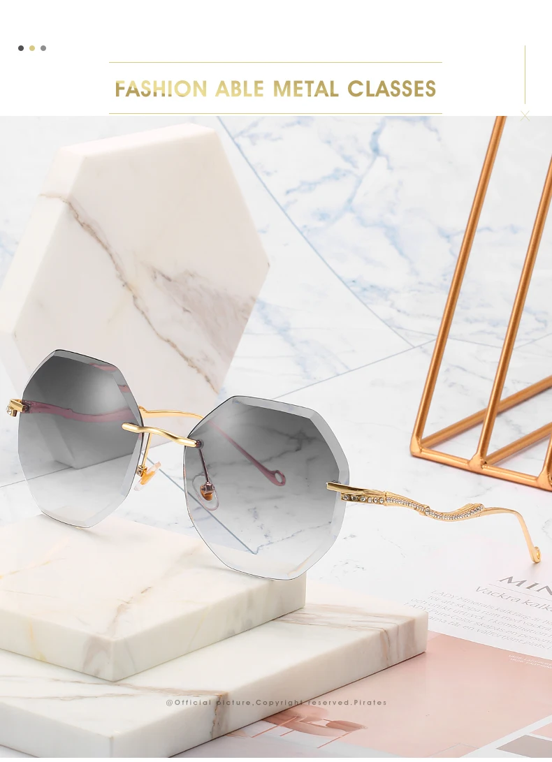 Женские солнцезащитные очки без оправы, негабаритные, женские роскошные оттенки, восьмиугольные стильные стразы, качественные очки в подарок