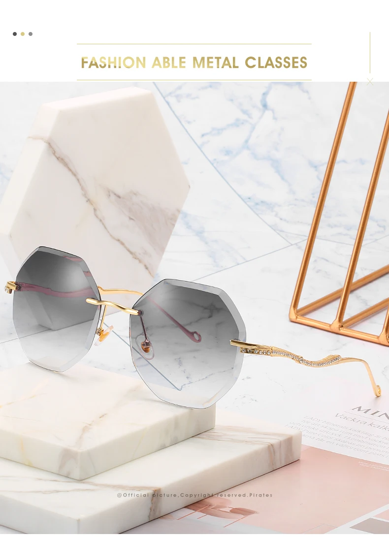 rimless women sunglasses luxury deisgner with diamond metal temple (2)
