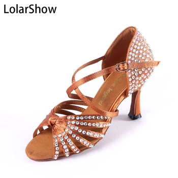 

New Women Crystal Rhinestone Ballroom Latin SALSA Tango Dance Shoes All Size