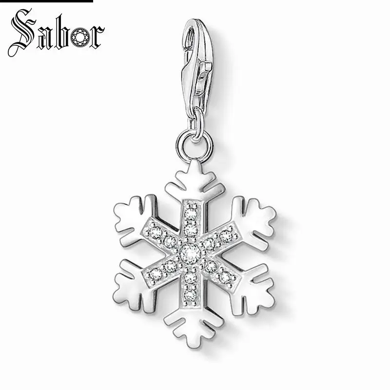 

thomas Snowflake Charm Pendant, gifts Jewelry For Women,2019 Winter Gift 925 Sterling Silver Fit Bracelet jewellery charms