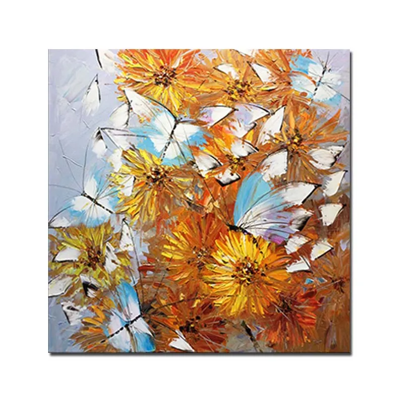 

Drop Shipping Hand Painted Modern Abstract Impasto Flower daisy Oil Painting Wall Picture Art Living Room Home Wall Decoration