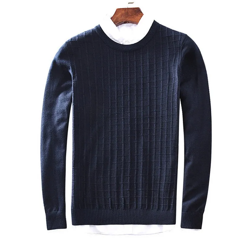 

Men's round neck sweater, youth lattice, knitted sweater, winter and winter long sleeved sweater 8522