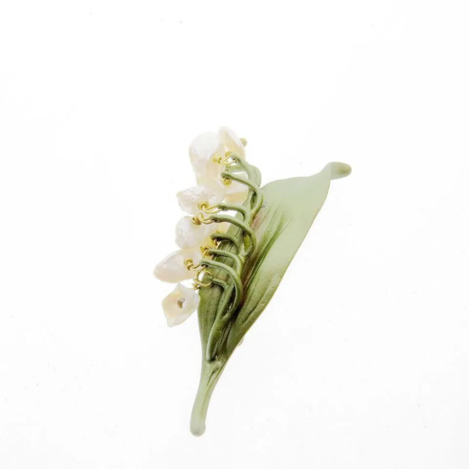 Amybaby 2017 Gold Patinaed Over Bronze Brass With Natural Freshwater Pearls Lily Of The Valley Vintage Womens Brooch Jewelry | Украшения и