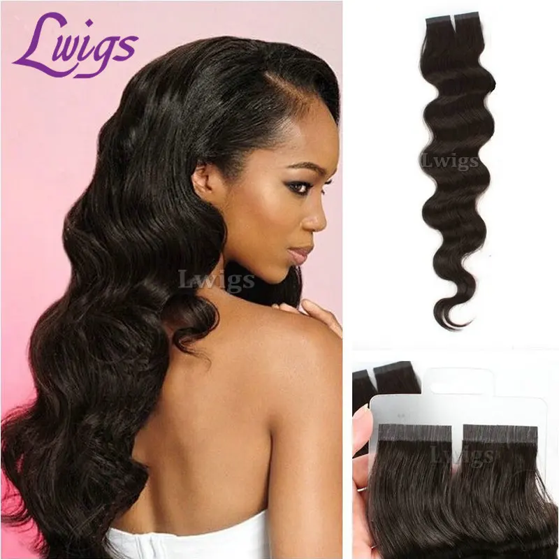 Tape In Human Hair Extensions Brazilian Body Wave 40pcs/set 7A Wavy Virgin Remy Invisible