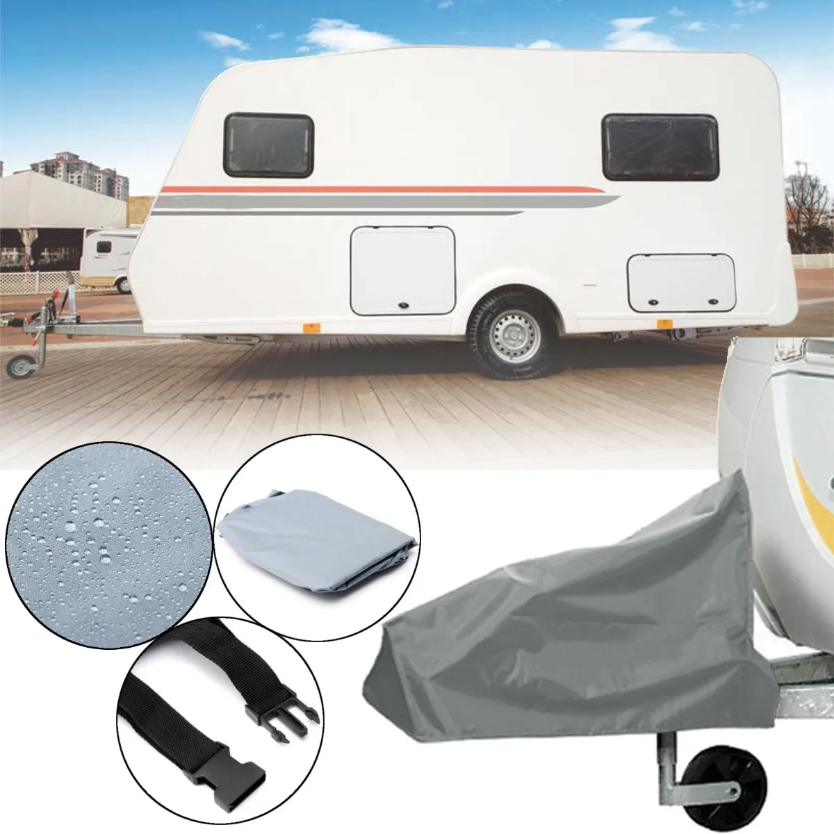 

Universal Grey Caravan Tailer Towing Hitch Cover Waterproof Anti UV Rain Snow Dust Protecter Exterior Accessories