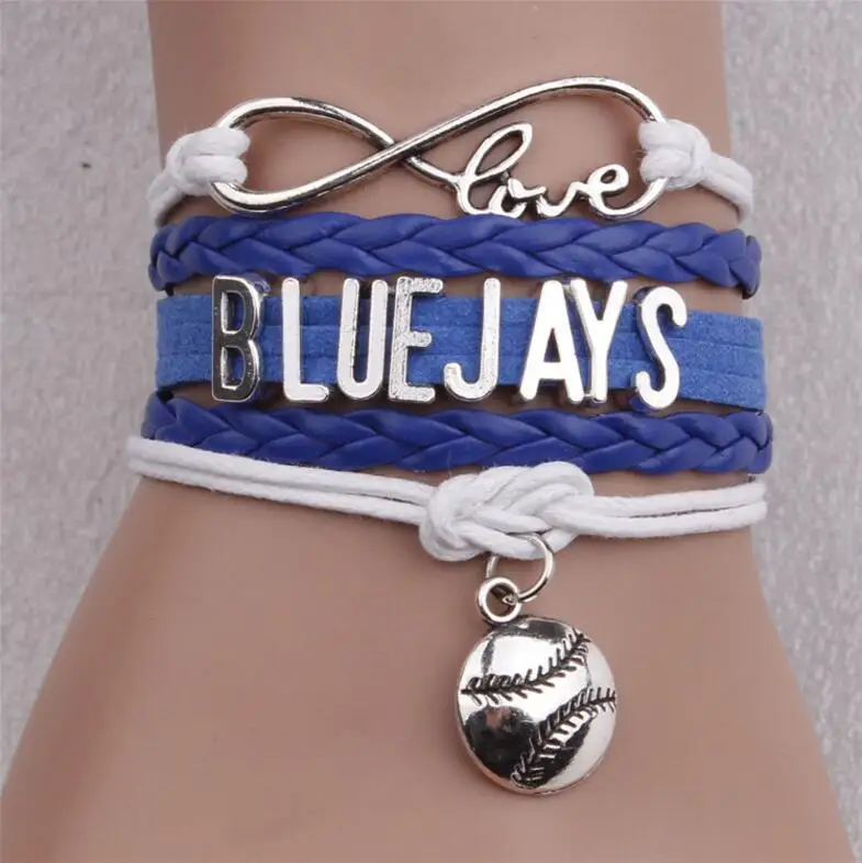 10pcs Lot Fashion Infinity Love Mlb Toronto Blue Jays Bracelet Diy