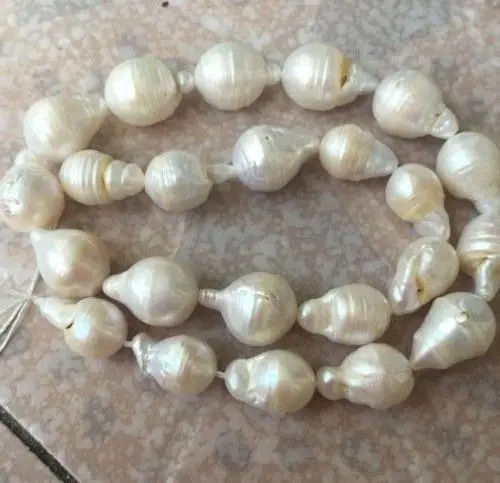 

HUGE 15-25MM SOUTH SEA GENUINE WHITE BAROQUE PEARL NECKLACE 14KGP