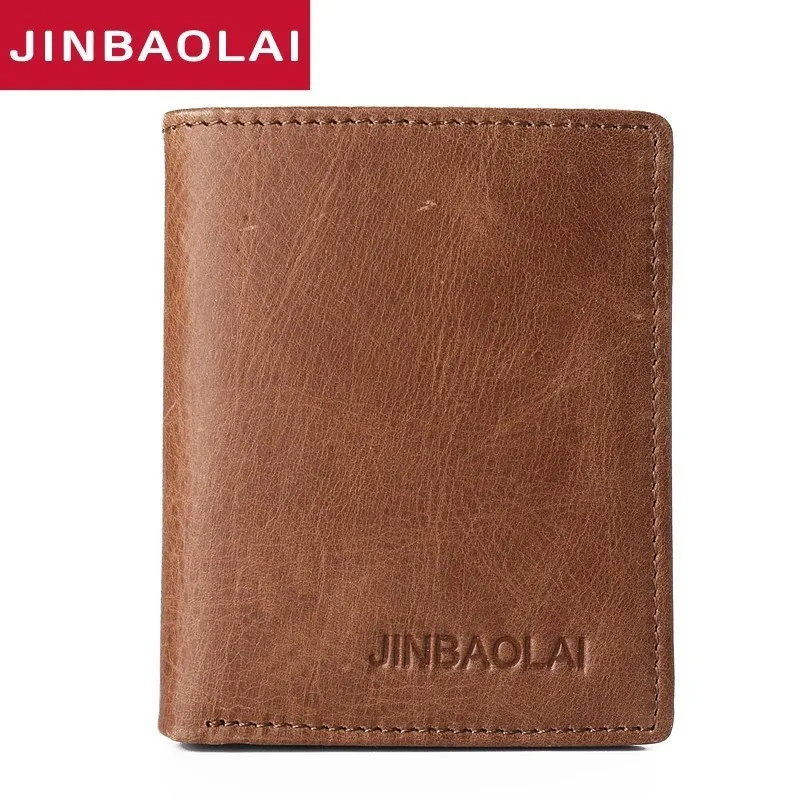 

100% Real Leather Mini Wallets Brown Cow Leather Thin Leather Wallet Card Holder Short Design Fashion Handmade Small purse walet