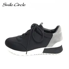 Lächeln Kreis 2017 Frühling Herbst Stil Schuhe Für frauen mode marke Lace-up Komfortable freizeitschuhe