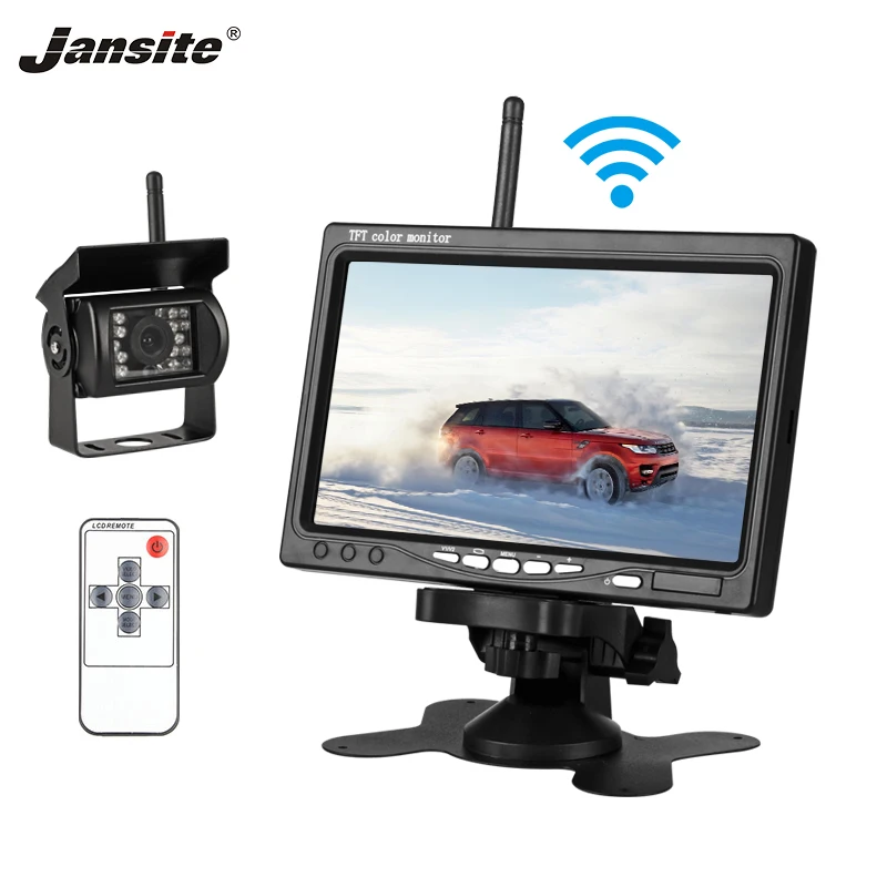 

Jansite 7inches TFT LCD Wireless Car Rearview Monitor HD Display camera Reverse Assistance Camera Paking System with Rear camera