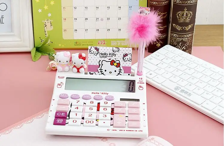 12 digits solar cute hello kitty font b calculator b font solar font b calculator b