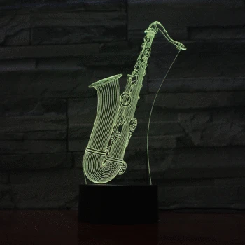 

Table Lamp Bedside Saxophone Multicolor Rgb Boys Child Kids Baby Gifts Musical Instrument Atmosphere Usb 3d Led Night Light