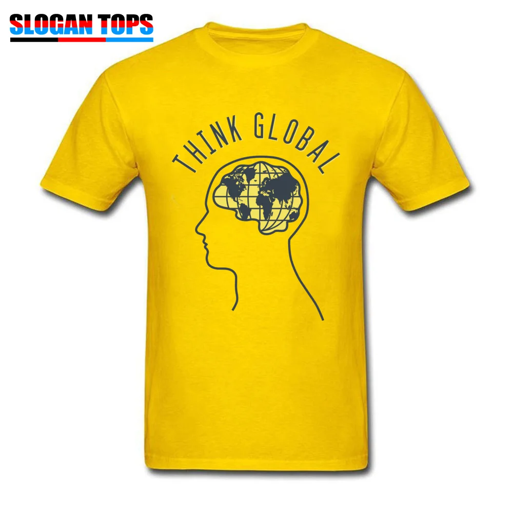 Think Global 1 Print VALENTINE DAY 100% Cotton Fabric O Neck Men Tees Normal Tee Shirts New Coming Short Sleeve T Shirts Think Global 1 yellow