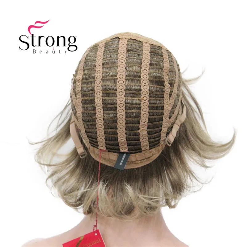 L-1943A #R10-24 Elegant Bady Wavy Medium Brown Mix Dark Blonde Neck Length Synthetic Women's Wig (6)