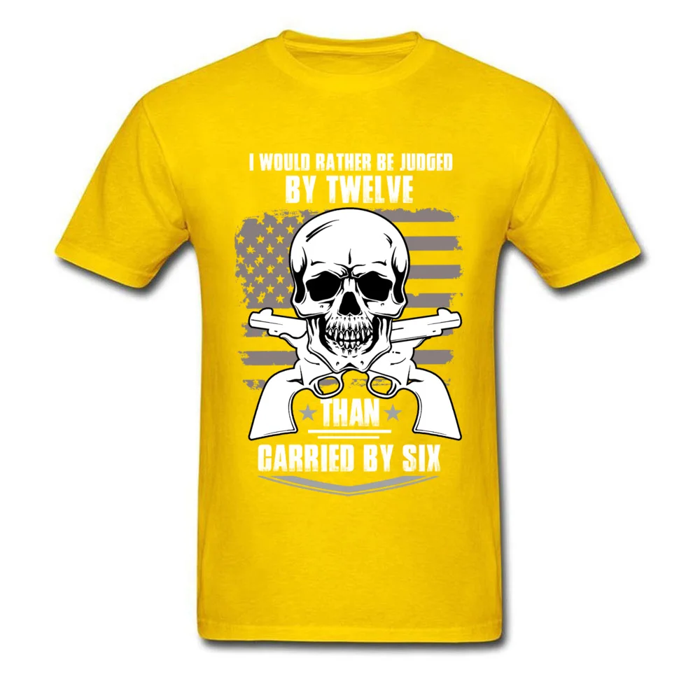 GUNS AND SKULL Tops T Shirt 2018 Hot Sale Crewneck Printed On Short Sleeve Pure Cotton Boy T Shirts Camisa Tee-Shirts GUNS AND SKULL yellow