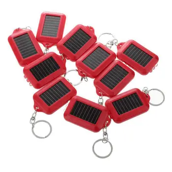 

Wholesales item 10X Mini Solar Power Rechargeable 3LED Flashlight Keychain Light Torch Ring New - red