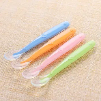 

Non-toxic Multicolor Safety Soft Food Grade Silicone Baby Feeding Spoon Lovely Flatware Tableware Utensils Gift For Kids