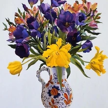 Фиолетовые цветы и красный пион DIY живопись по номерам пигментная кисть Искусство Ручная роспись креативная цифровая картина маслом