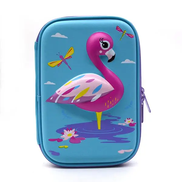 Pencil Case School EVA Trousse Scolaire Stylo Box Cute Unicorn Kawaii Astucci Estuches Lapices Etui Pennen Girls Stationery - Цвет: Blue Flamingo