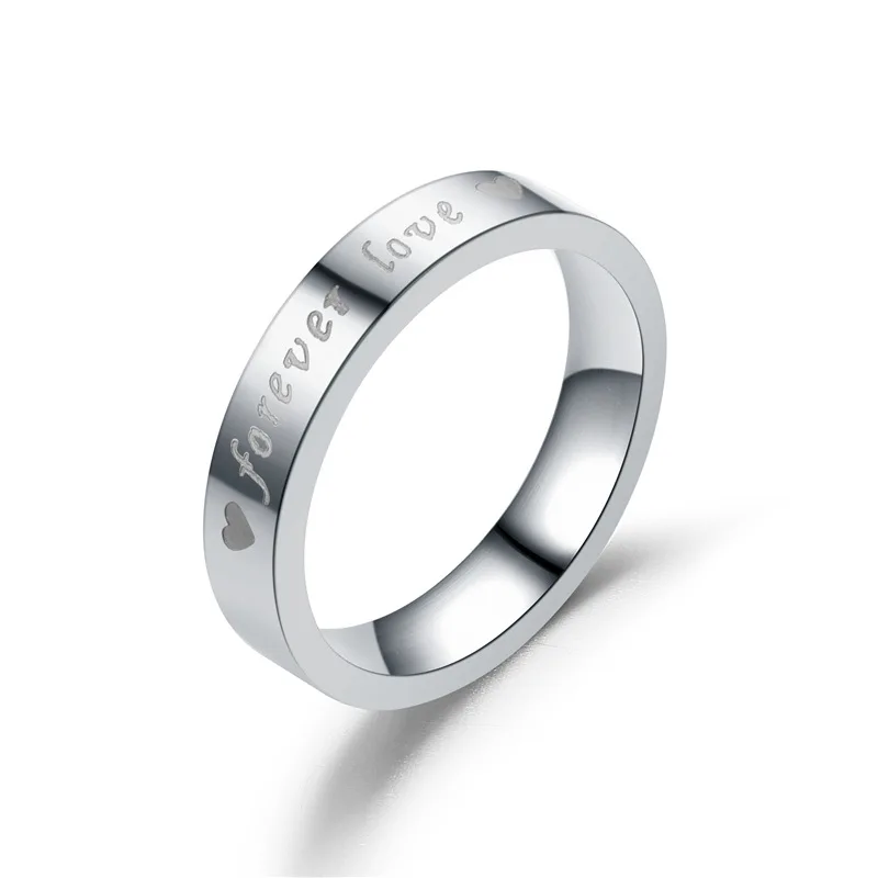 

Romantic Stainless Steel Letter Lovers Rings Width 6mm and 4mm Wedding Bands Engagement Rings for Women Fashion Jewelry