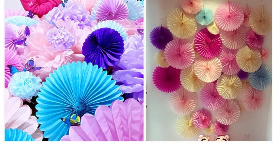 Round Shaped Paper Fans Craft Wedding Decorations