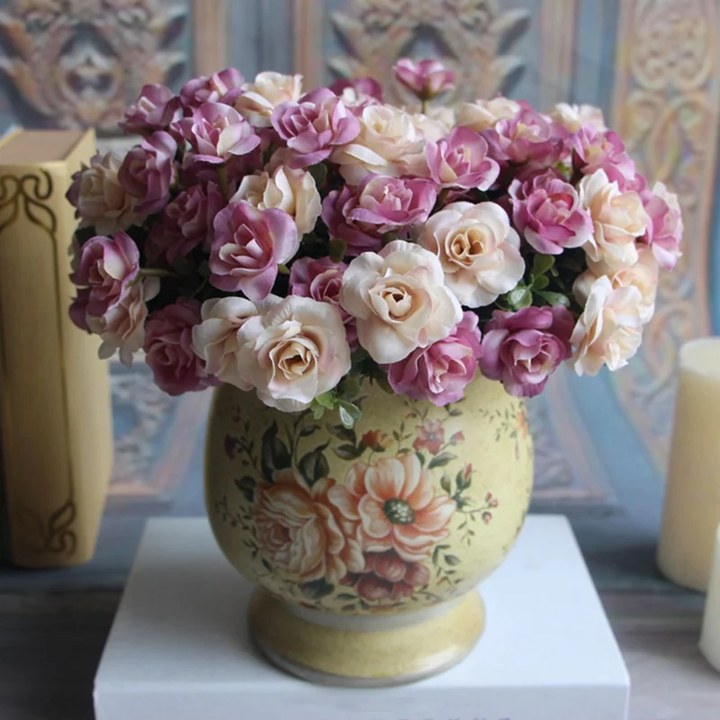 

1 Bouquet Artifical Rose Flowers High Quality Colorful Silk Flower For Wedding Office Home Decoration